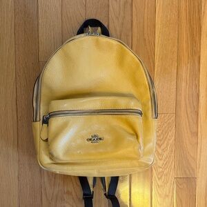 Coach Yellow Pebbled Leather Mini Backpack